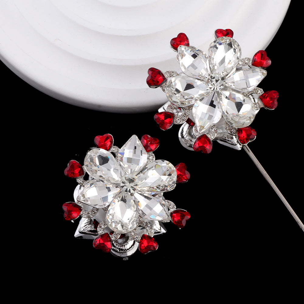 Wholesale 2pcs/pack New DIY Diamond Rotating Snow  Alloy Clay Straight Hole Beads Accessories